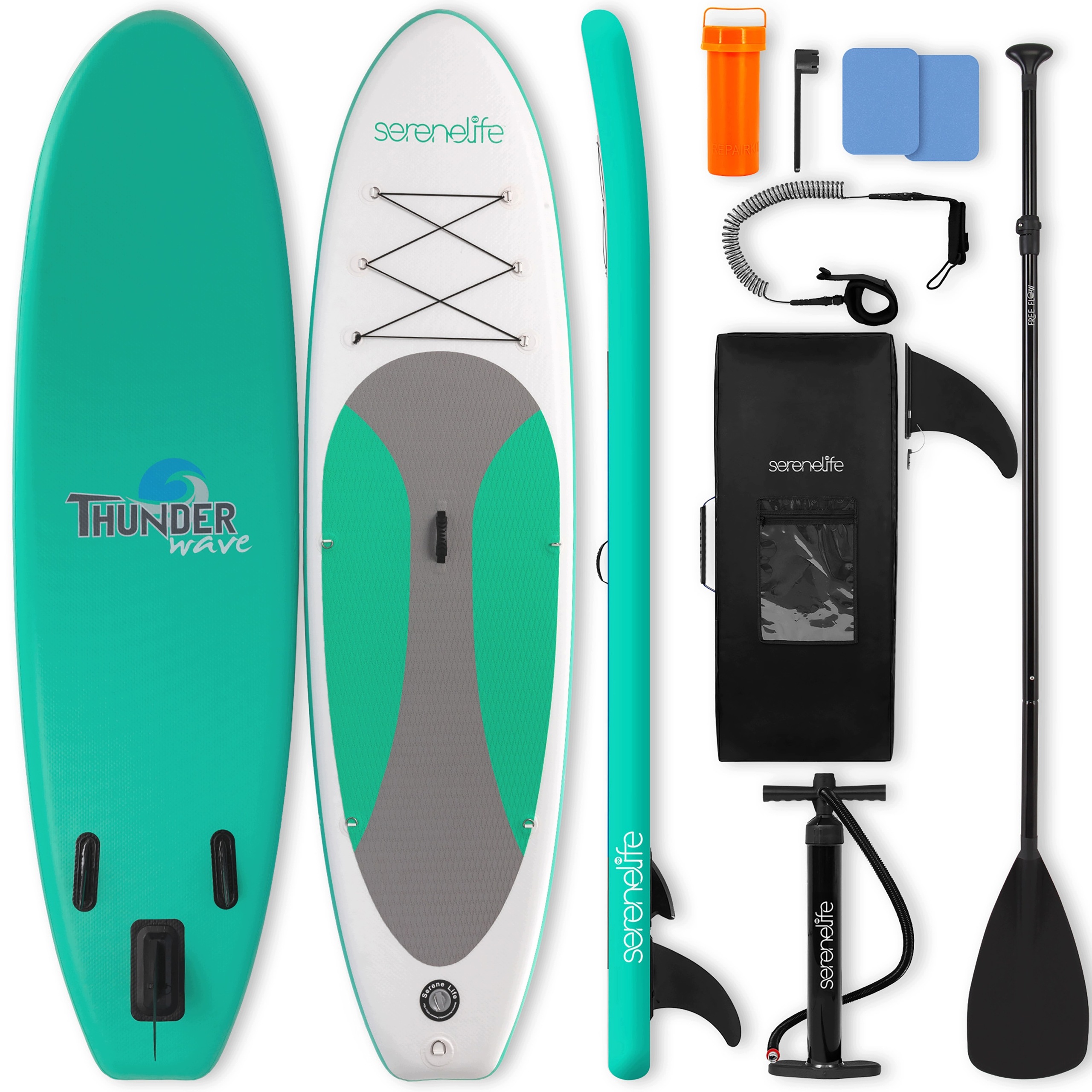Deska Sup 305 CM Zelená Serenelife Příslušenství Taška Pumpa Sada