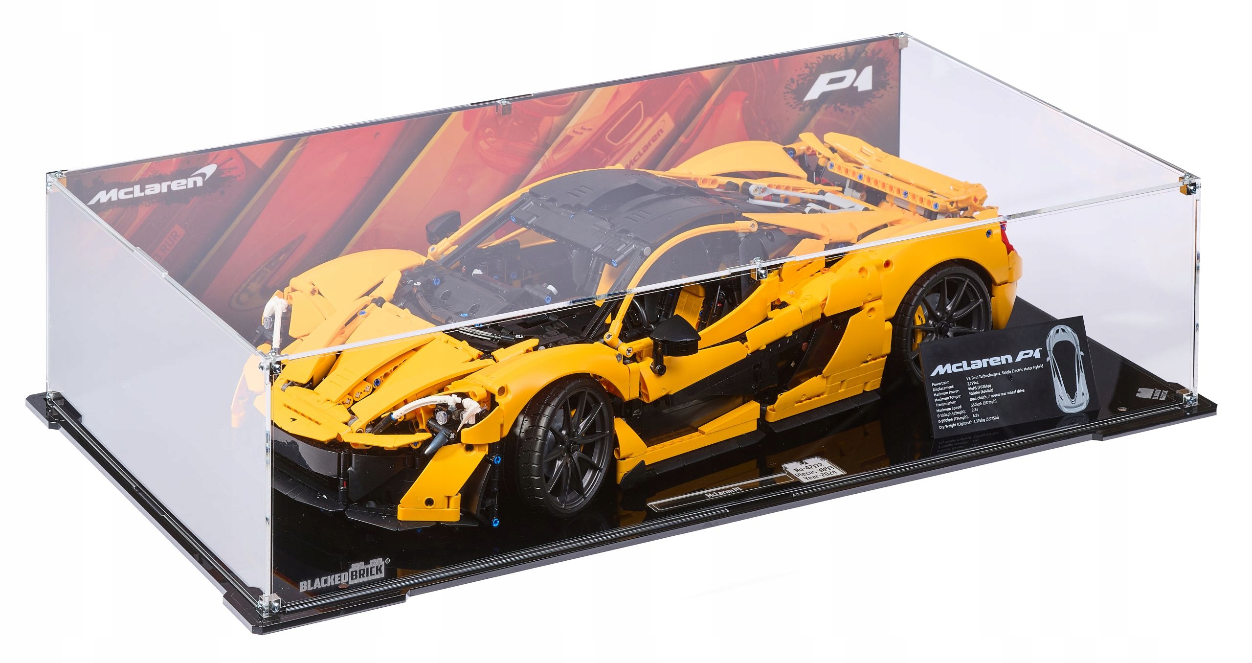 Vitrína s pozadím Blacked Brick pre Lego 42172 Technic McLaren P1