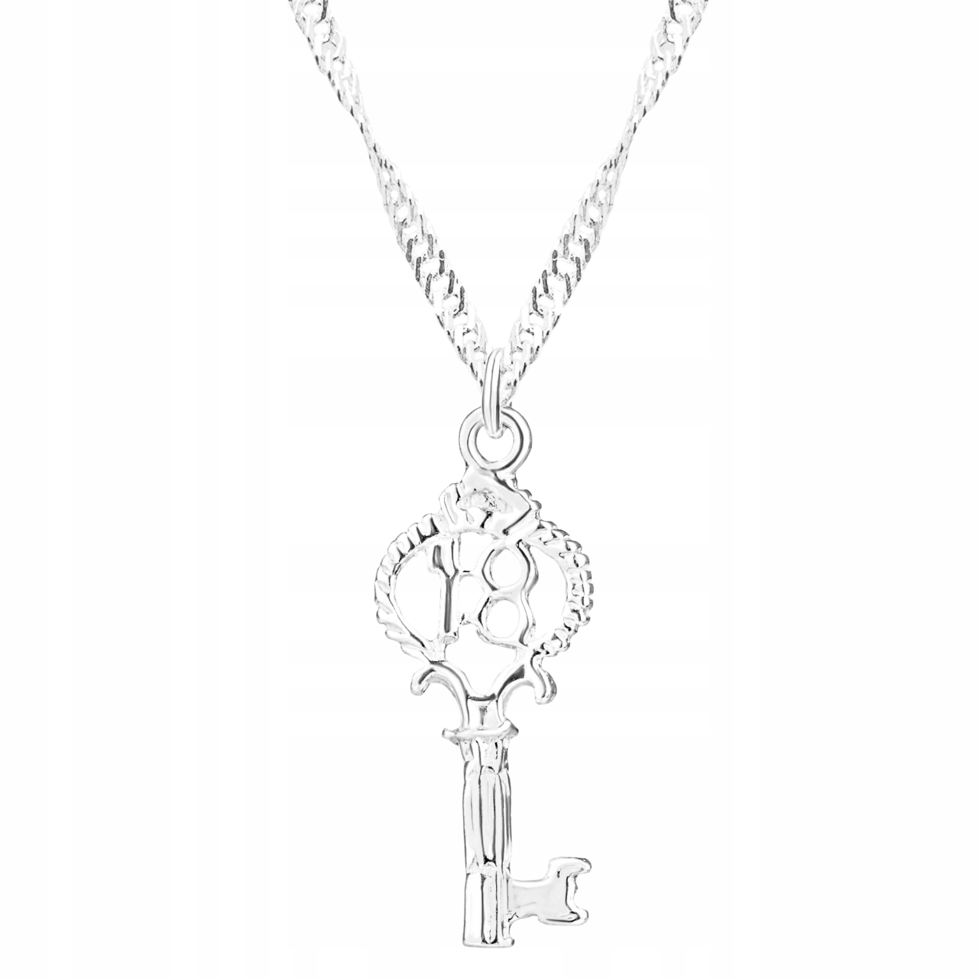Krásný stříbrný náhrdelník 925 Tajný ozdobný klíček Klíč lásky Klíč