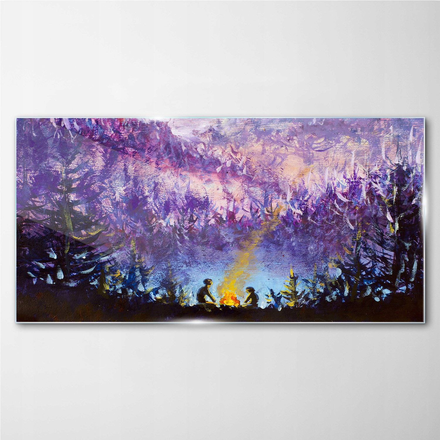 

Foto obraz szklany na ścianę Ognisko las 100x50 cm