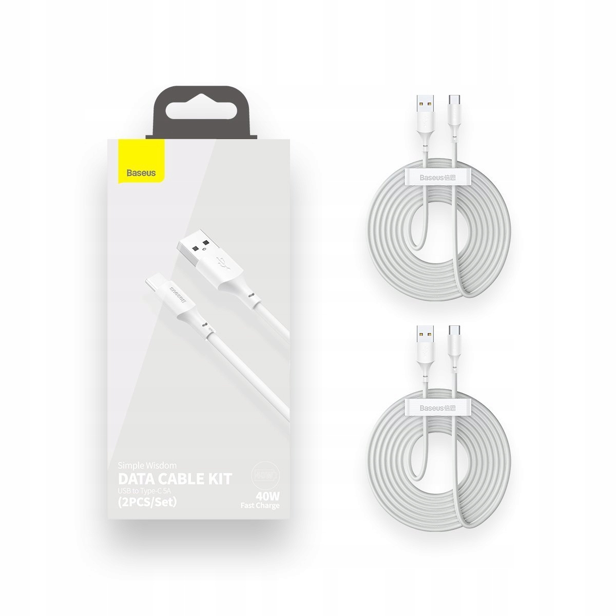 

2X Mocny Kabel Baseus Usb-a do Usb-c 5A 40W 1,5 m
