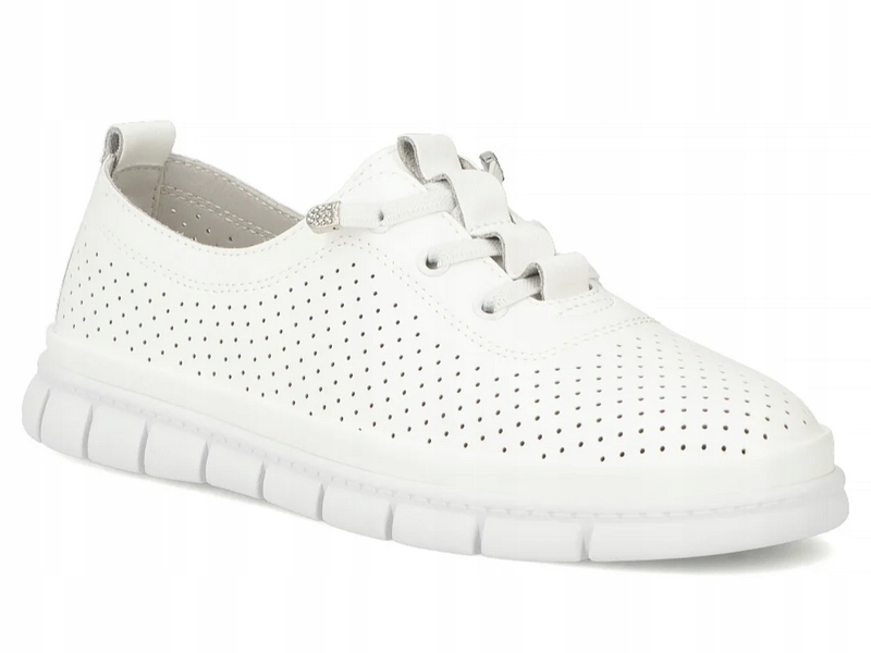 Półbuty damskie białe Filippo DP7671 buty skórzane ażurowe 39