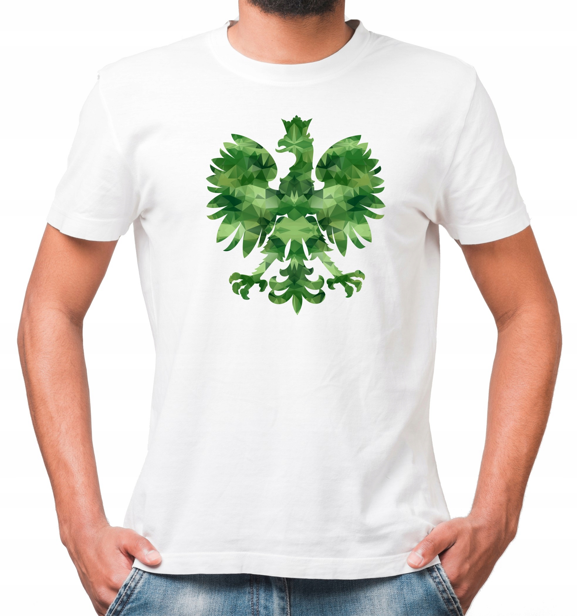 

Męska Koszulka Patriotyczna Biała Bawełna r.XL