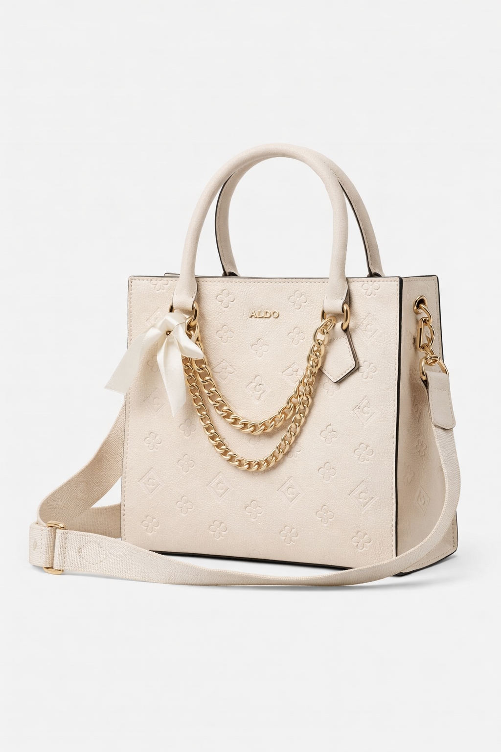 Aldo Klasická Béžová Kabelka S Ozdobnými Zlatými Řetězy 25x25x9 I3C