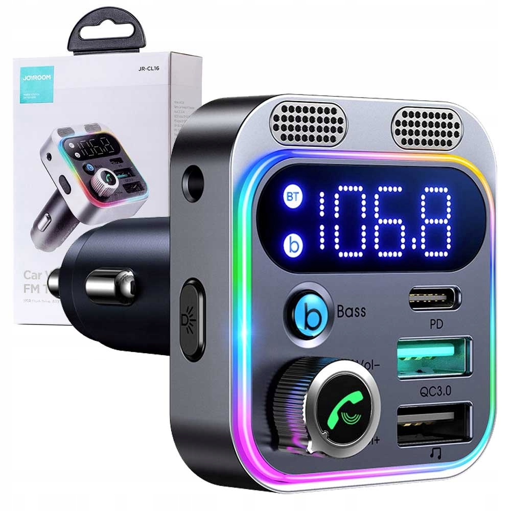 TRANSMITER SAMOCHODOWY BLUETOOTH FM AUDIO Z ŁADOWARKĄ USB/USB C 48W PD QC