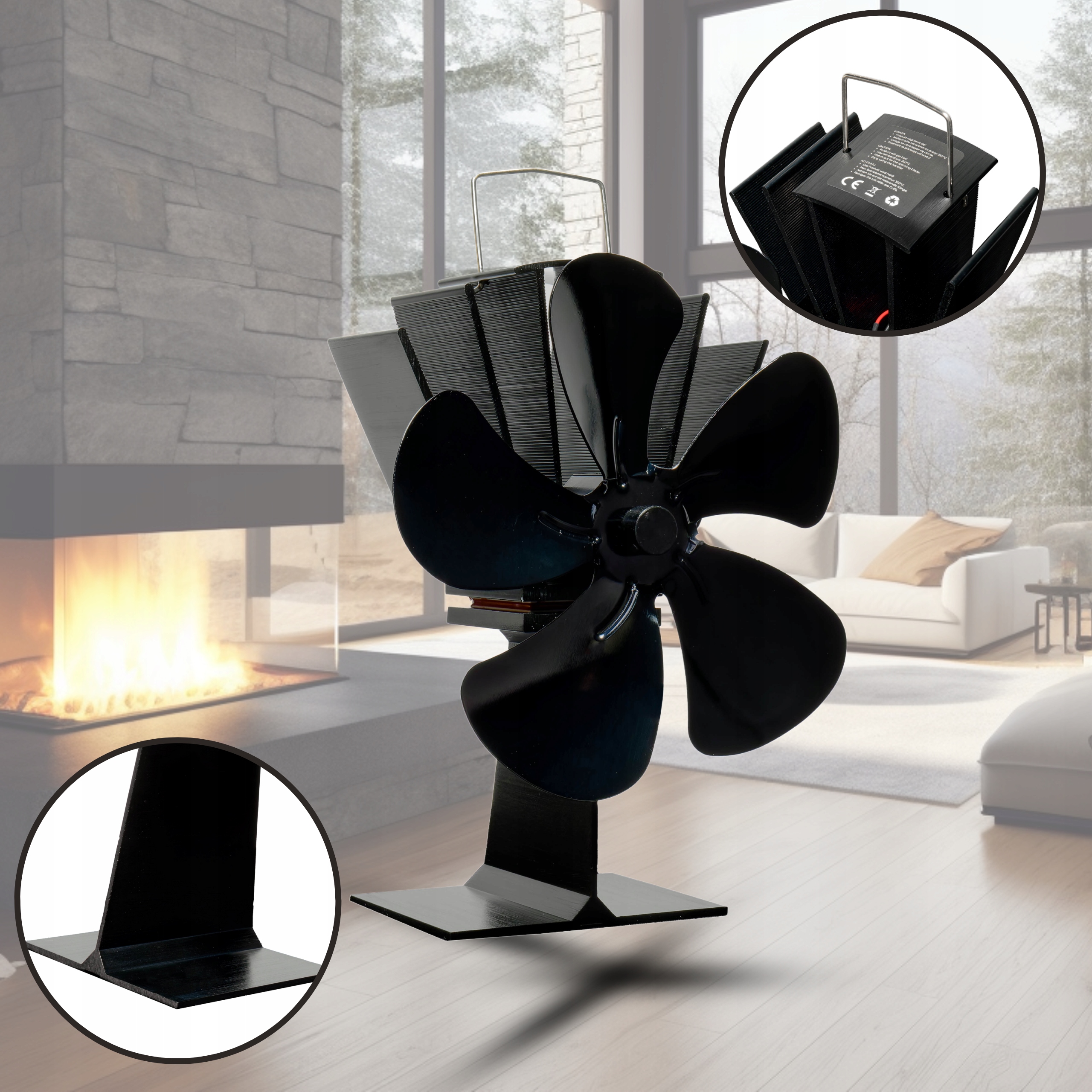 WENTYLATOR TERMOELEKTRYCZNY KOMINKOWY WIATRAK ZASILANY CIEPŁEM TURBINA Stan opakowania oryginalne