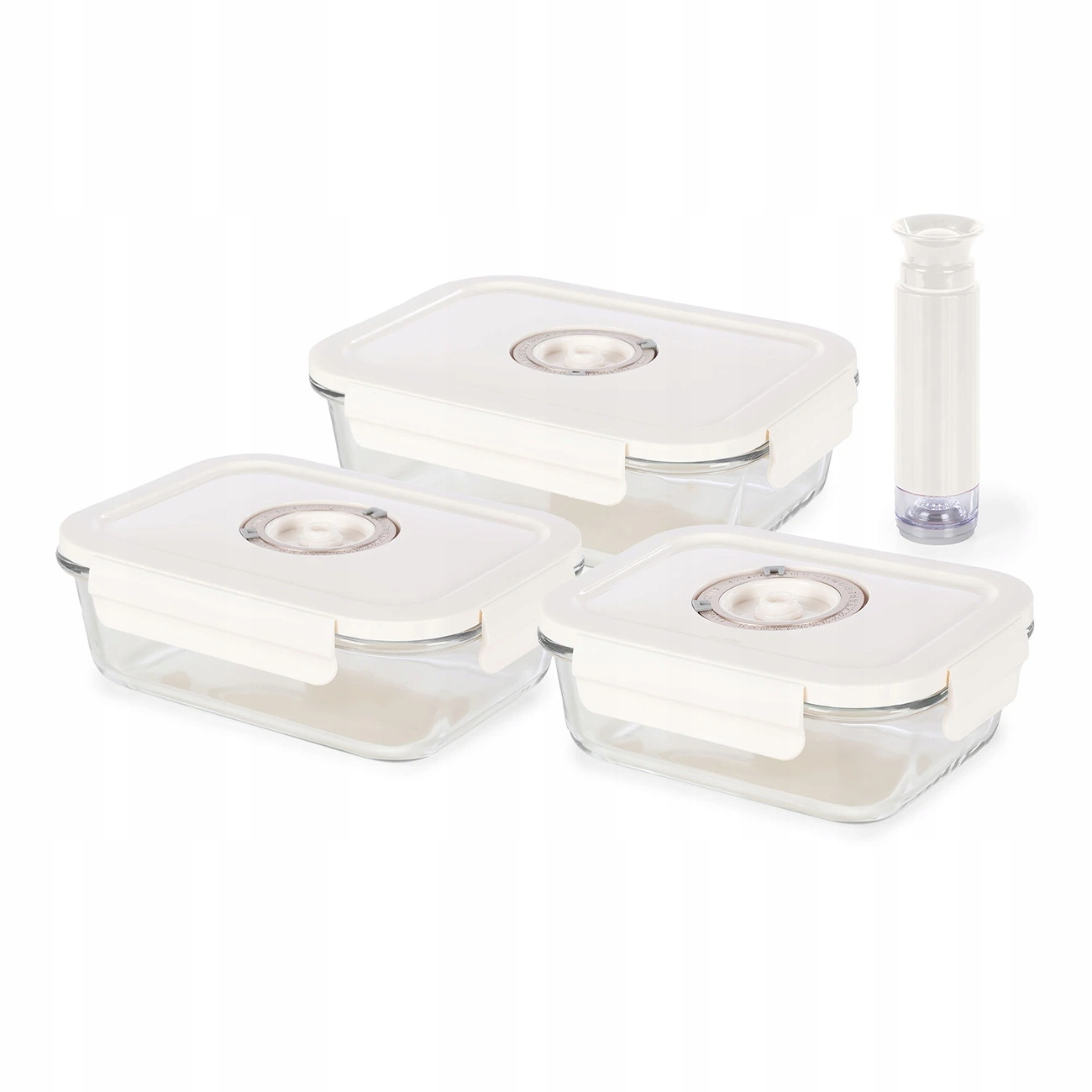 Compactor 3-dílná sada skleněných vakuovacíh dóz Aspifresh s pumpou