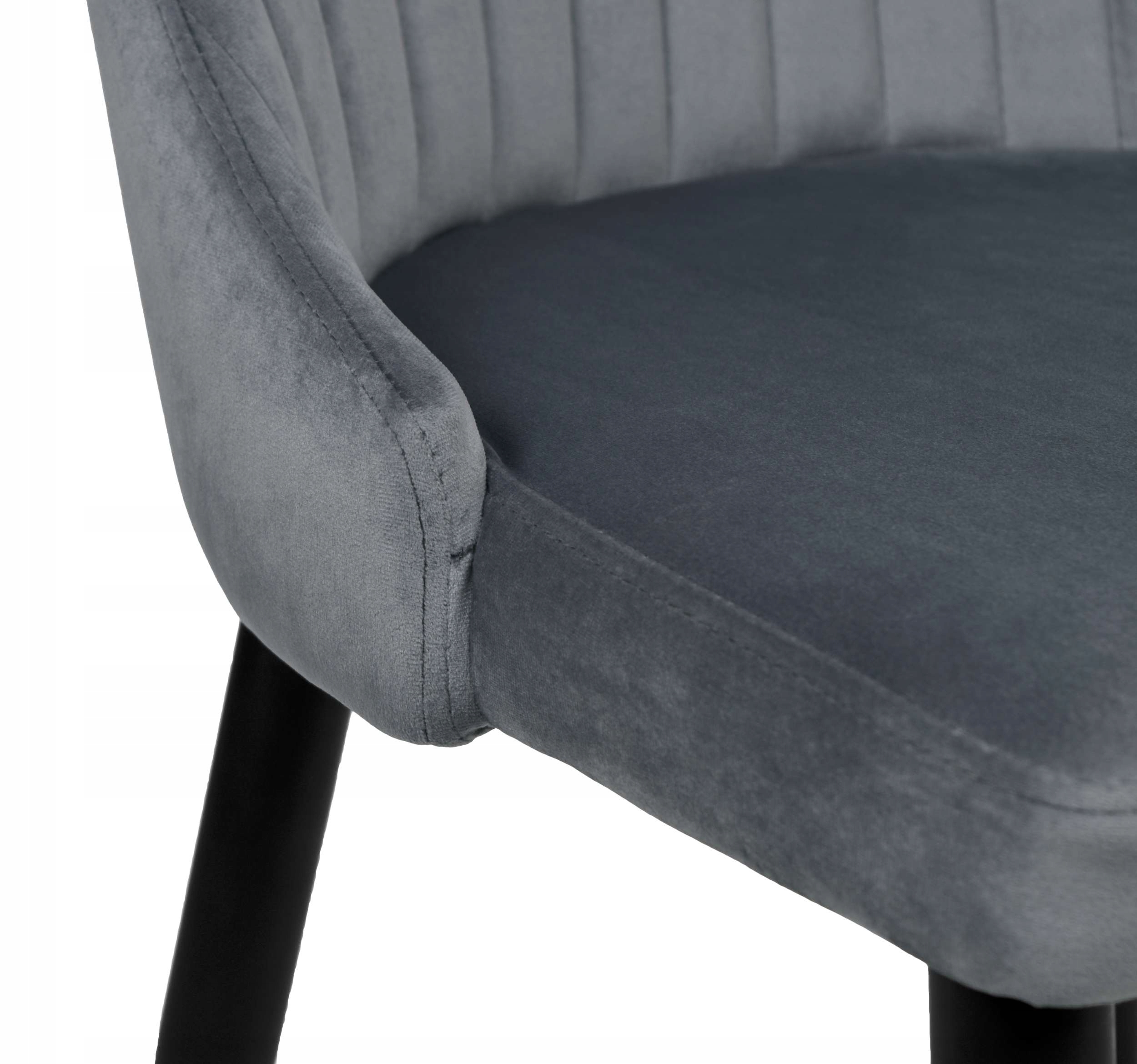 KRZESŁO TAPICEROWANE WELUROWE SKANDYNAWSKIE LOFT DO SALONU JADALNI GRAFIT Wysokość siedziska 48 cm