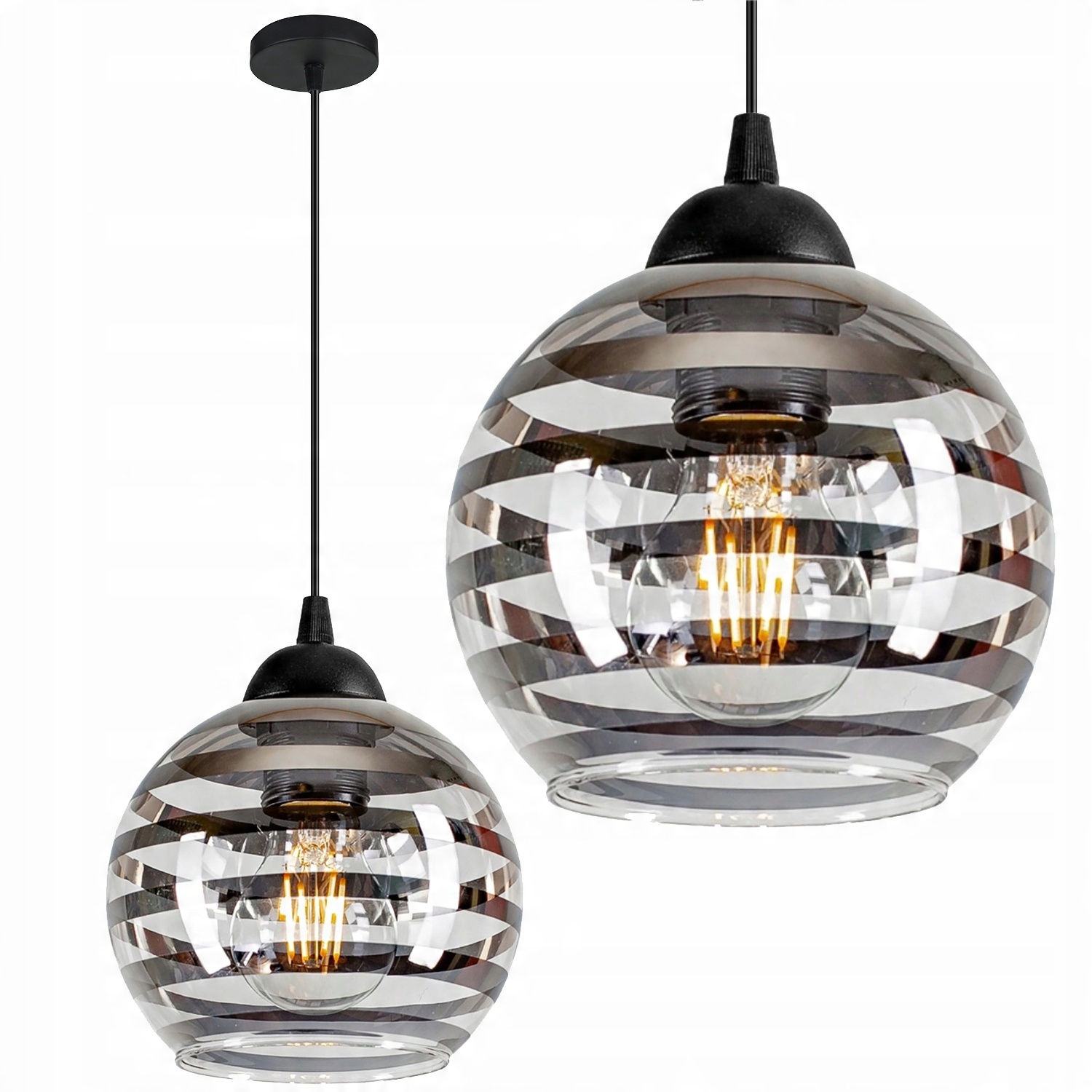 

Szklana Lampa Wisząca Sufitowa Żyrandol Plafon Led