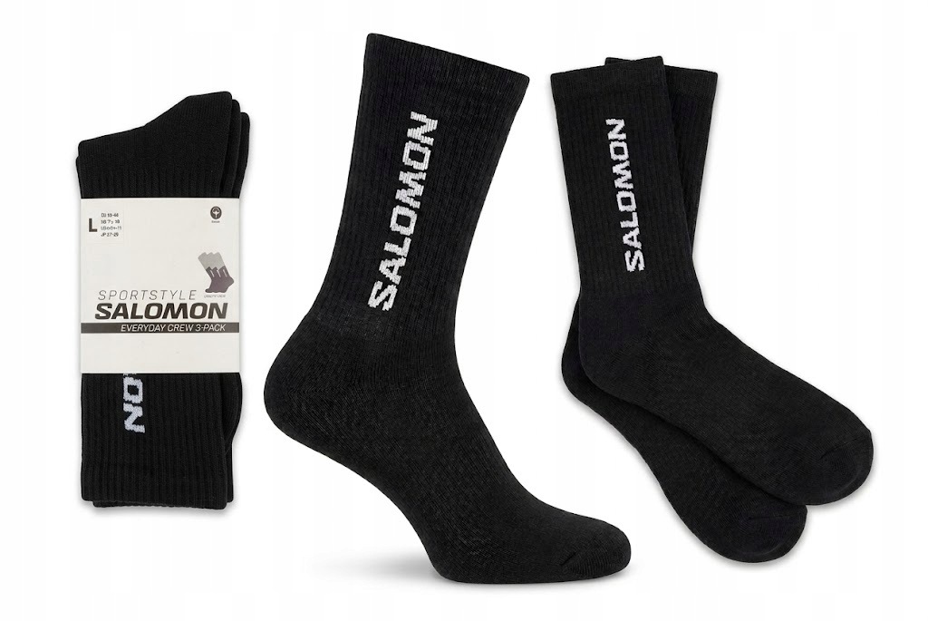 Salomon skarpety Męskie Damskie Everyday Crew 3 pary Zestaw czarne M 39-41
