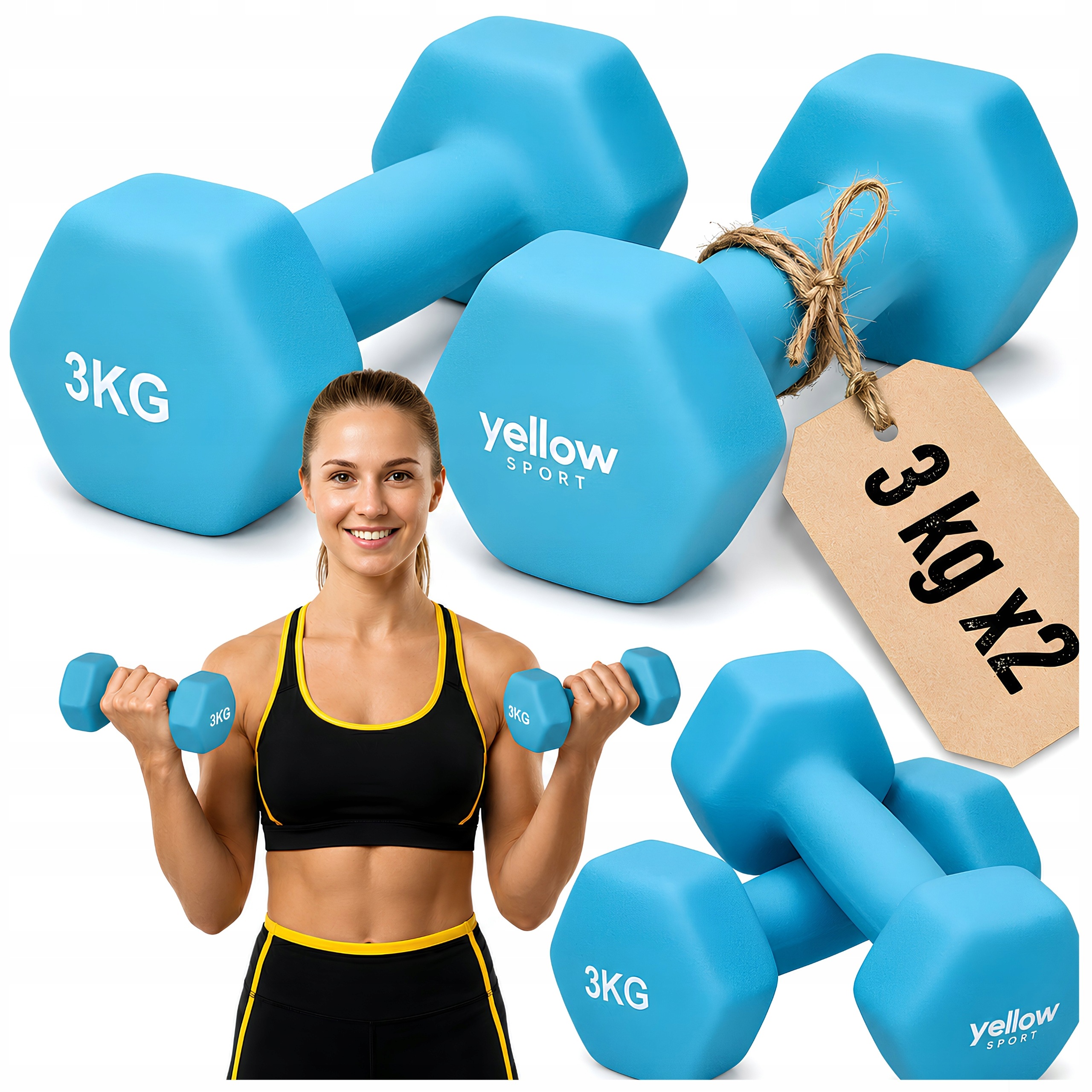 Hantle Ciężarki Bitumiczne Zestaw Hantli Hantelki Do Ćwiczeń Sport 2x 3 kg