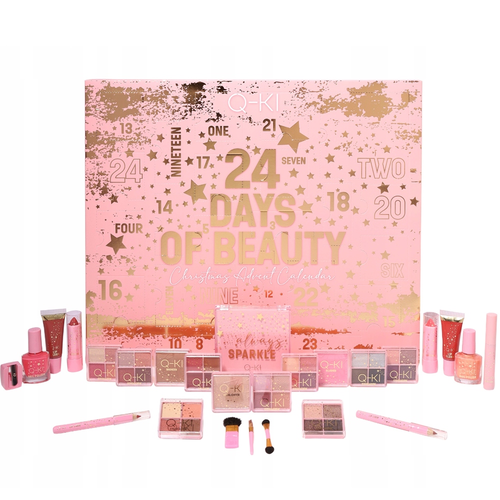 Q-ki Kalendarz Adwentowy 24 Zestaw z Kosmetykami Prezentowy Do Makijażu
