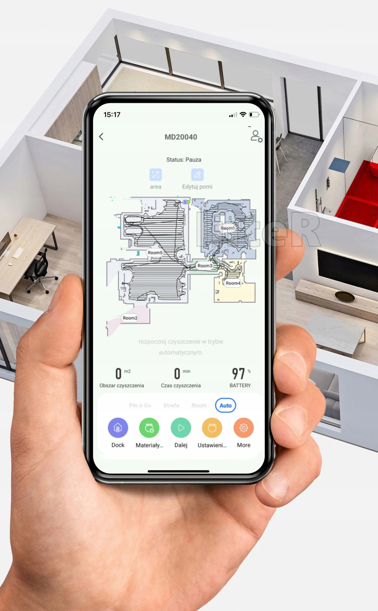 MOCNY ROBOT 2w1 SPRZĄTAJĄCY ODKURZAJĄCY MOPUJĄCY APP IOS ANDROID MAPA DOMU Szerokość produktu 35.5 cm