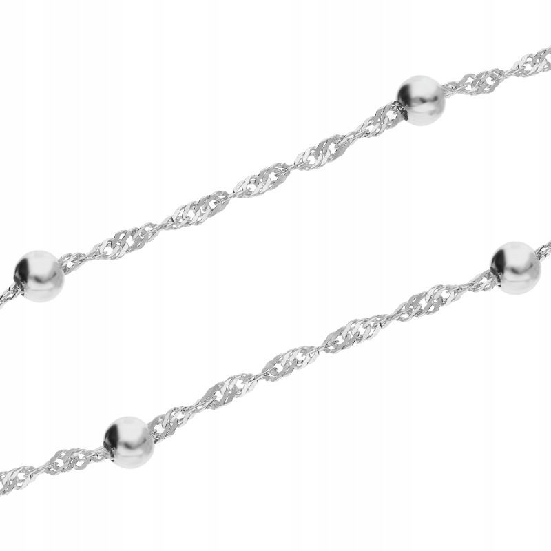 Stříbrný řetízek 925 Singapurská vazba 4 mm s kuličkami, rhodiovaný, elegantní, 50 cm