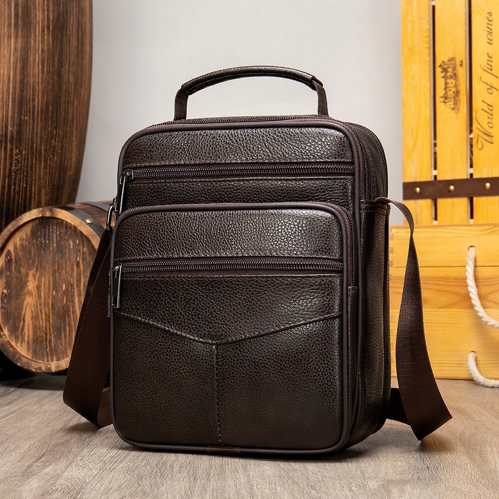 Skórzana torba męska z przegrodami i paskiem Marka inna