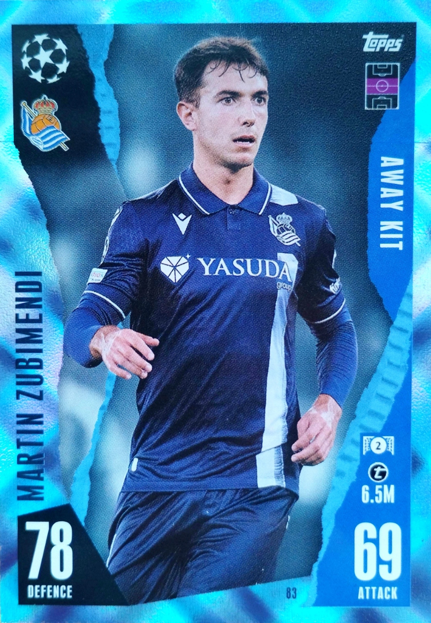 Topps Match Attax Extra 2023/2024 Away Kit Crystal 83 Martin Zubimendi