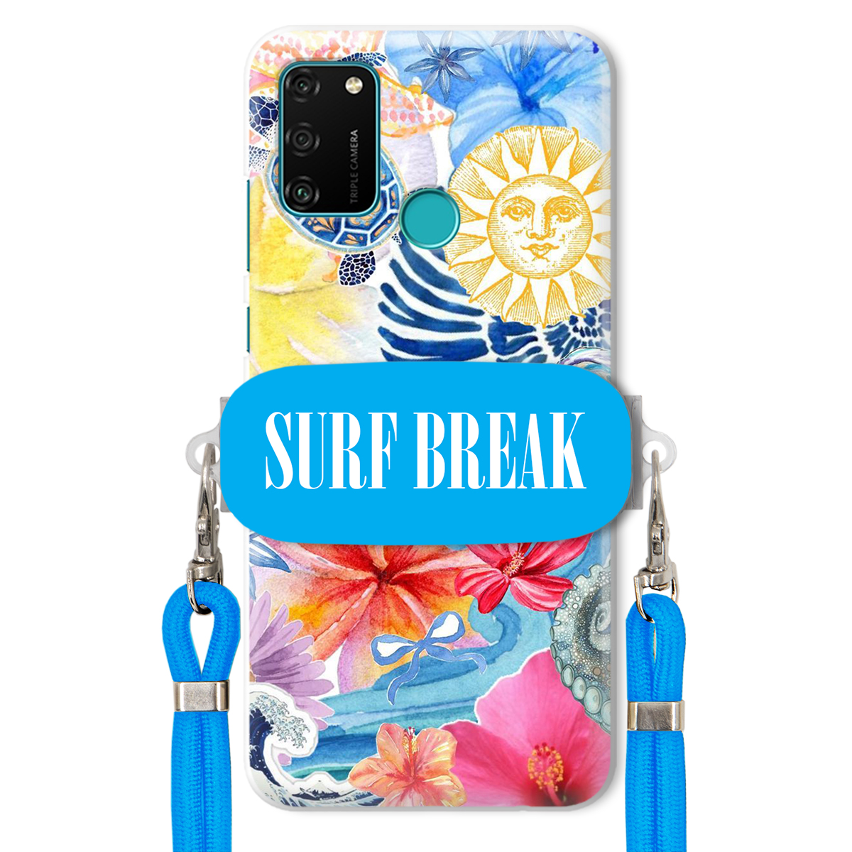 Puzdro pre Huawei Honor 9A Vodítko Crossbody Blue Držiak Surf Break Lata
