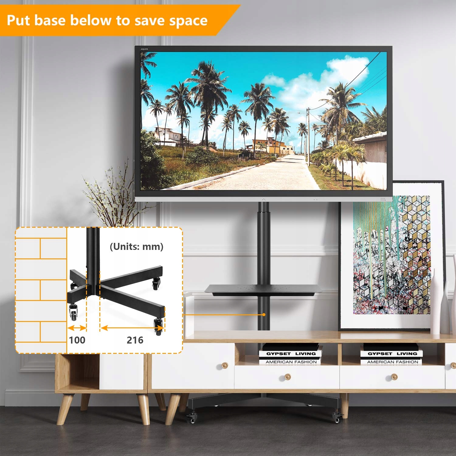 STOJAK POD TELEWIZOR MOBILNY 27-60" + PÓŁKA Marka Inna