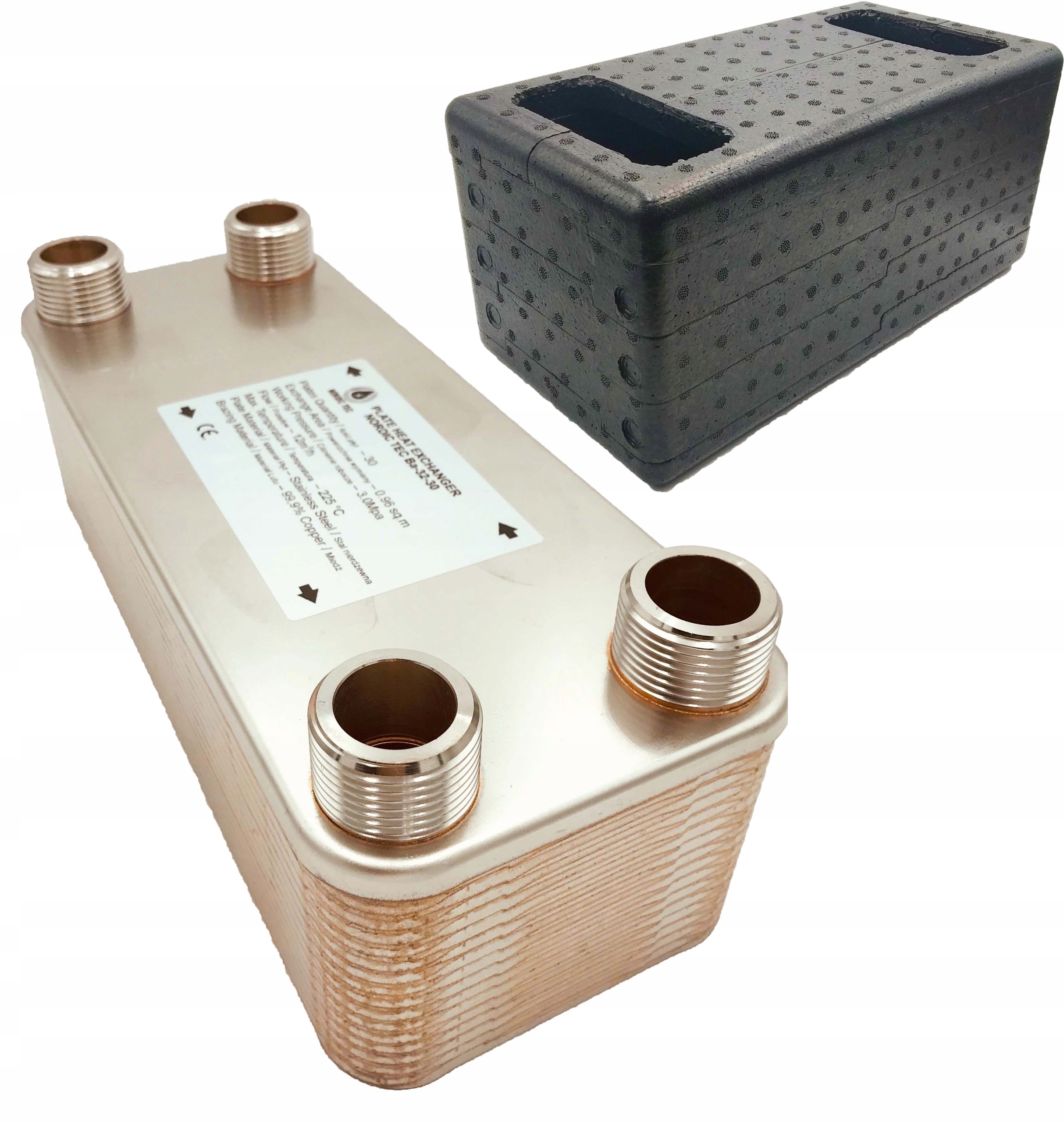 Výmenník tepla s izoláciou – 30 dosiek 1 palec 30-65 kW Nordic Tec Ba-32-30