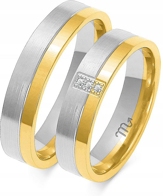 Zlaté snubní prsteny s svatební 585, 11 12 13, elegantní, lesklé