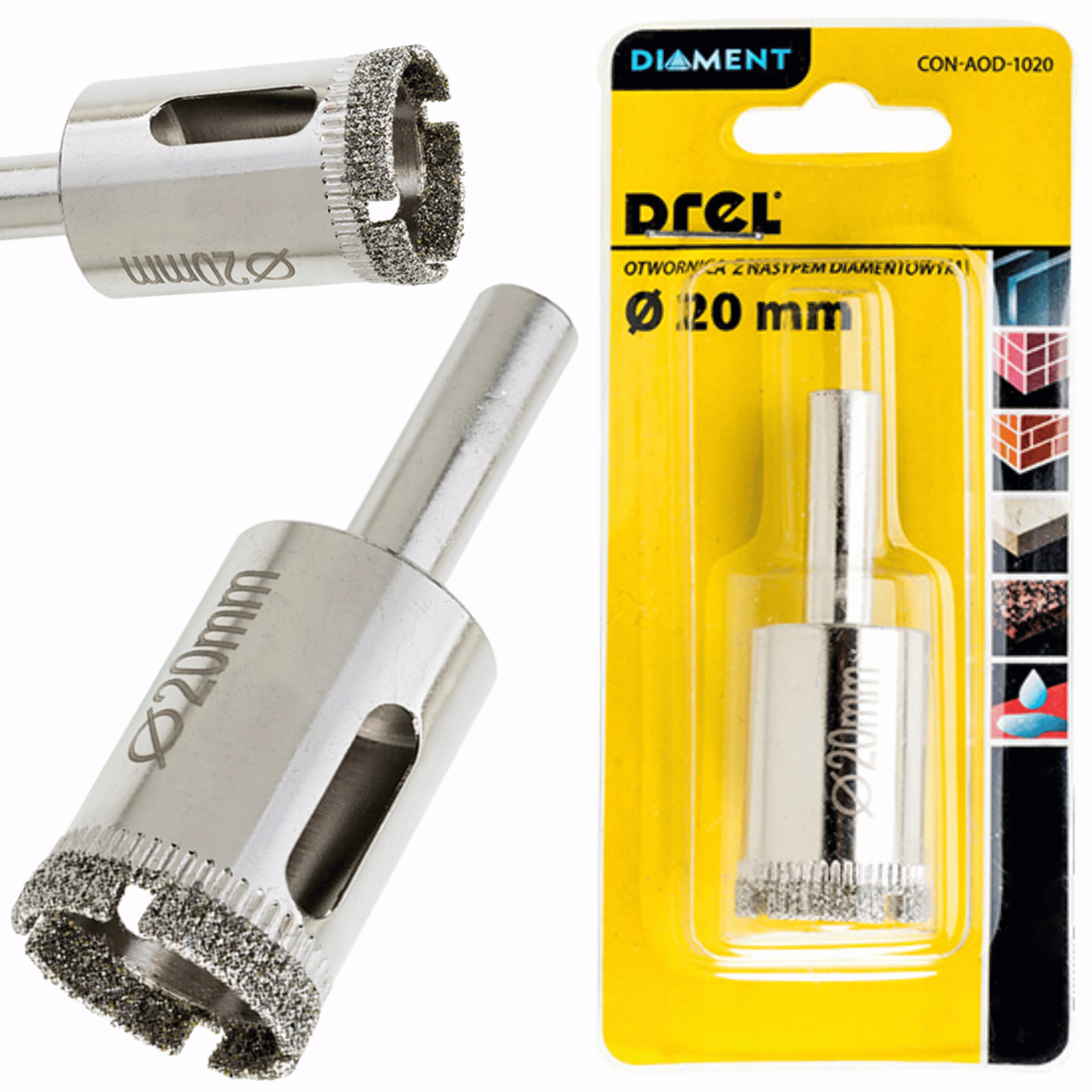 OTWORNICA DIAMENTOWA KORONKA DO GRESU PŁYTEK 20mm