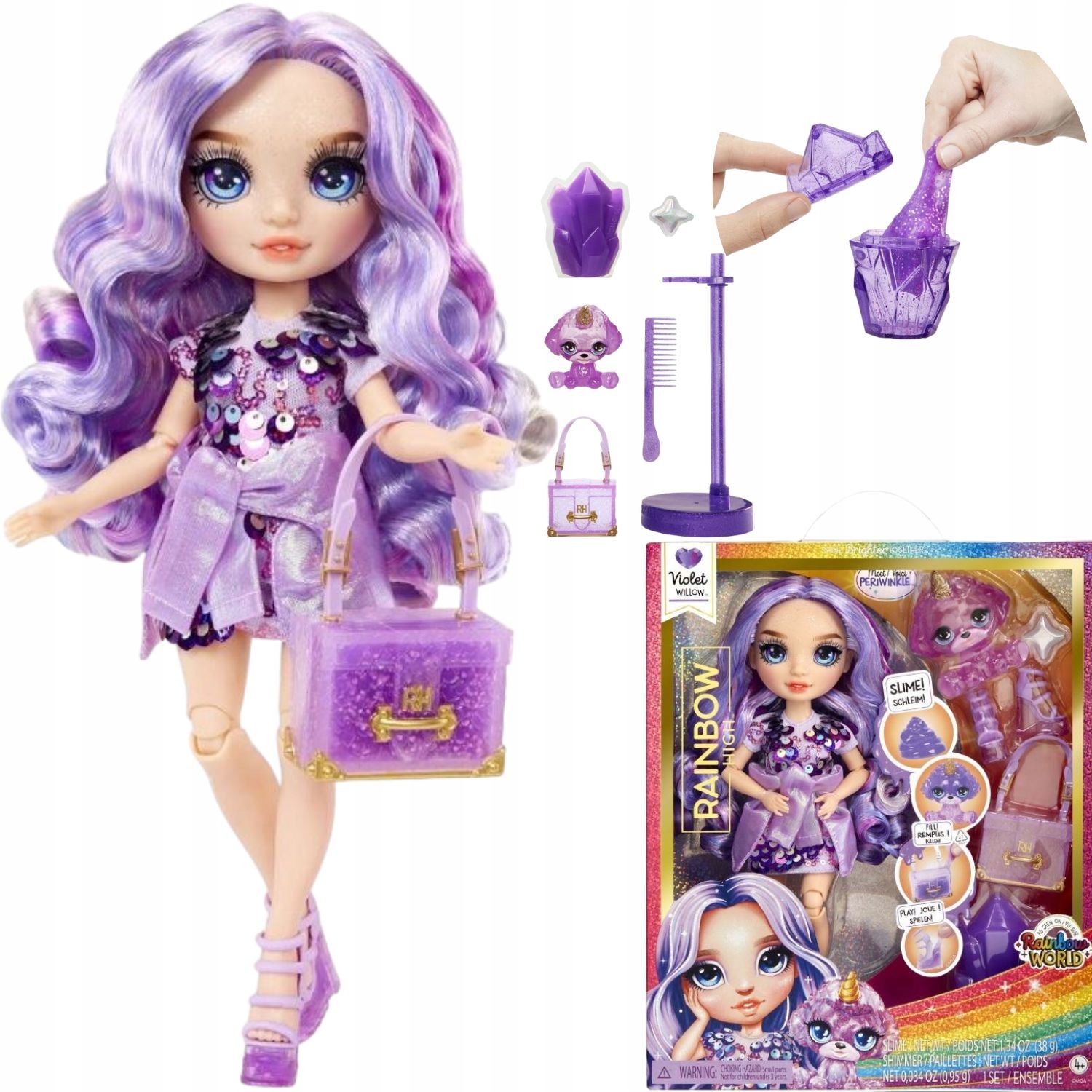 Rainbow High Lalka Modowa Zestaw Ze Zwierzaczkiem Slime Akcesoria Ubranka