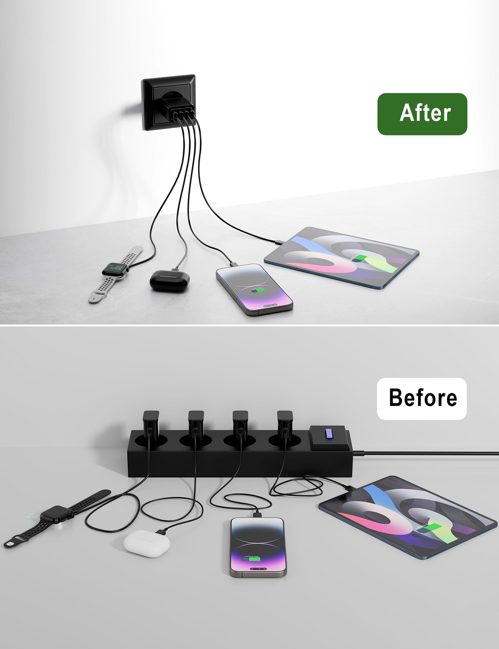 KAYSHOW Ładowarka USB 33W 4 Porty Szybkie Ładowanie iPhone Android — miniatura 5