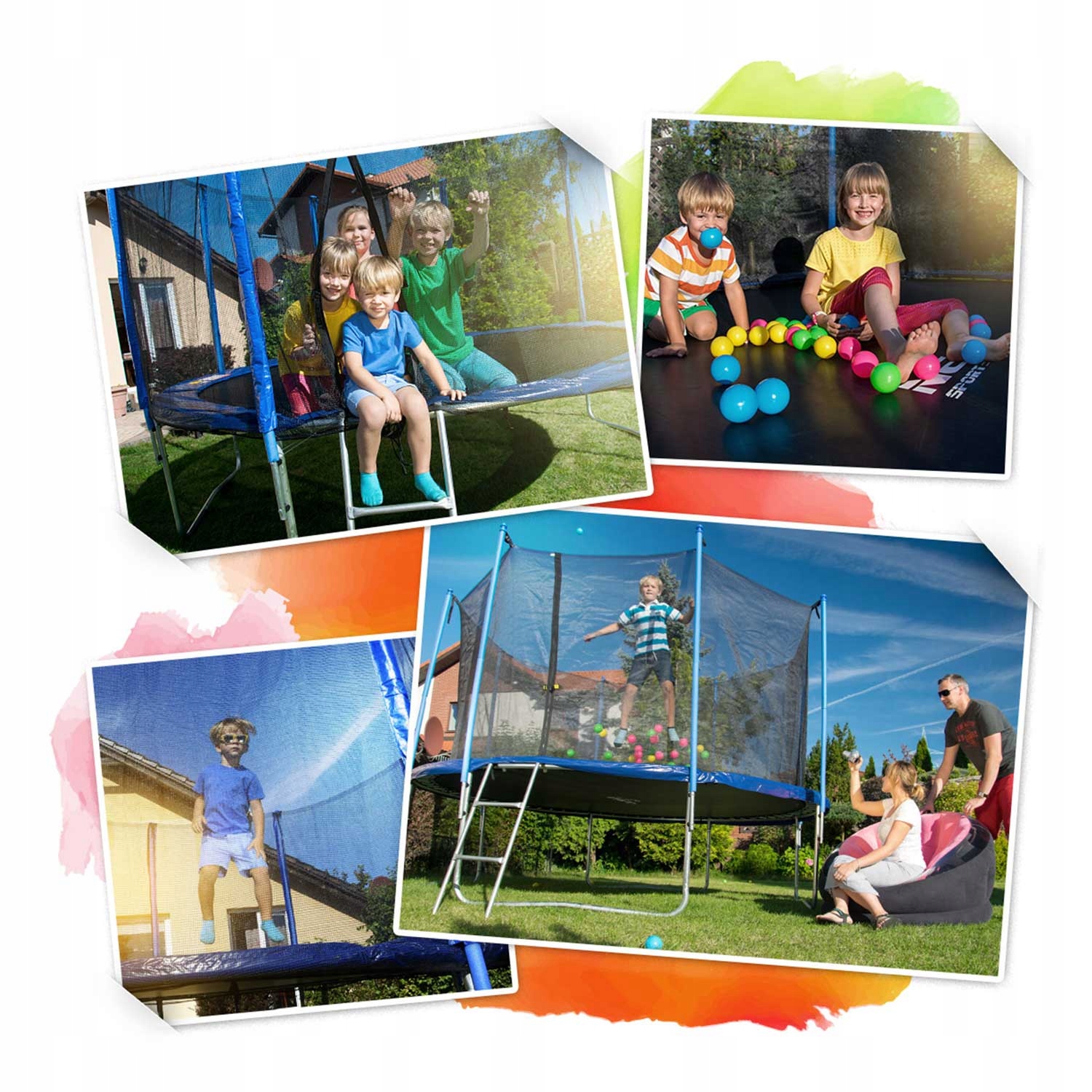 TRAMPOLINA OGRODOWA 15FT/465CM Z SIATKĄ ZEWNĘTRZNĄ I DRABINKĄ NEO-SPORT Marka Neo-Sport