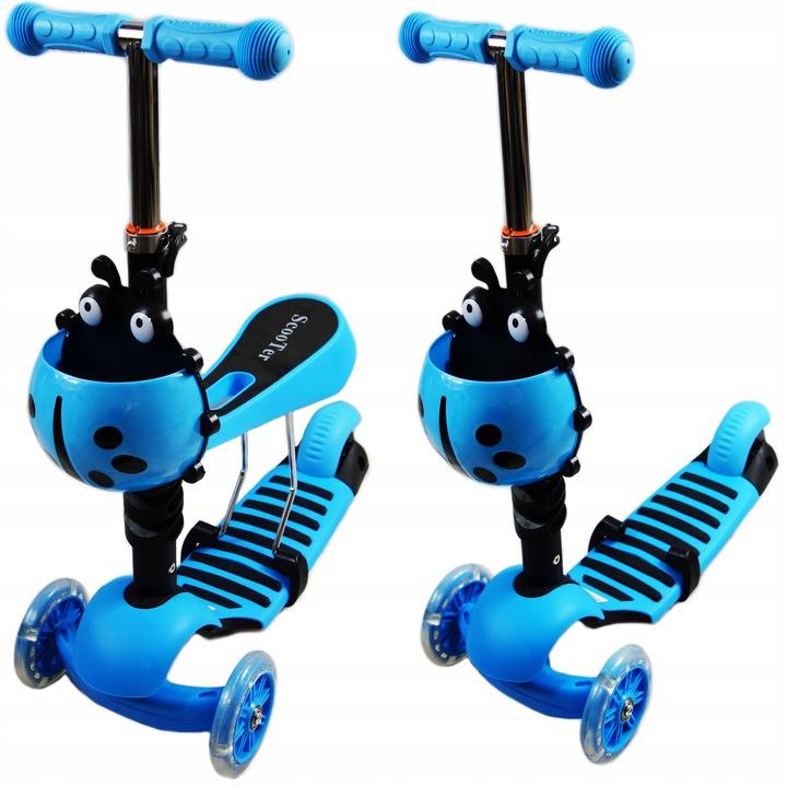 HULAJNOGA TRÓJKOŁOWA BALANSOWA BIEDRONKA DLA DZIECI 3w1 LED NIEBIESKA Marka bez marki