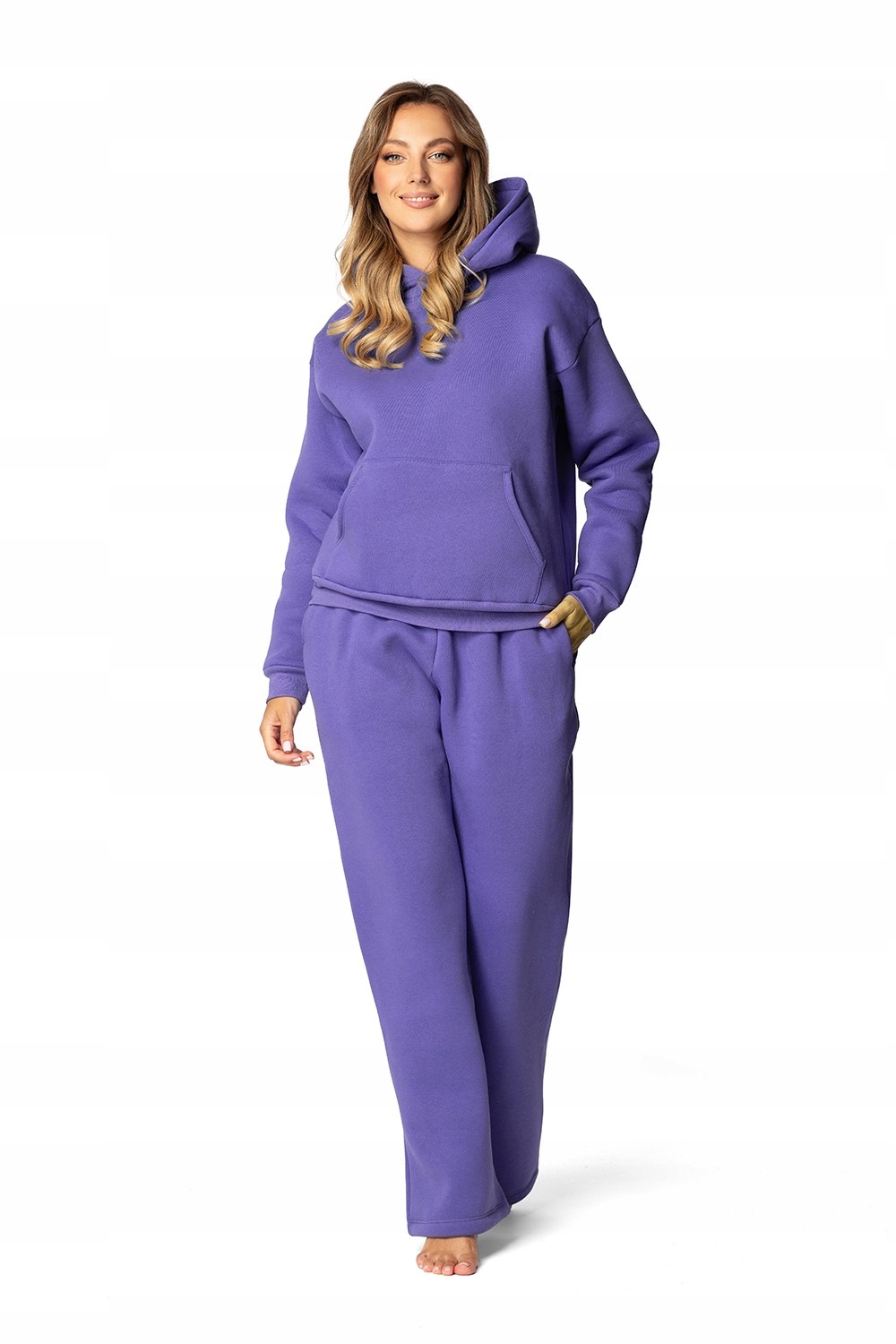 CIEPŁY GRUBY DRES KOMPLET DK-K-B9 BAWEŁNA FIOLET S