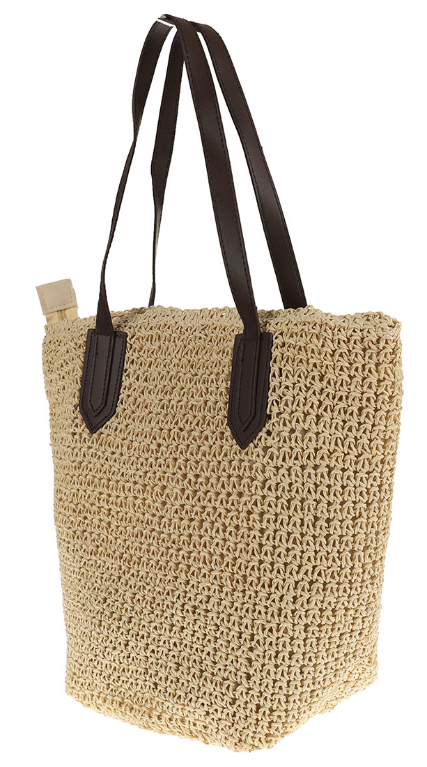 Elegancka Torebka Damska listonoszka koszyk słomiany kuferek 2024019 Beige Kolor beżowy