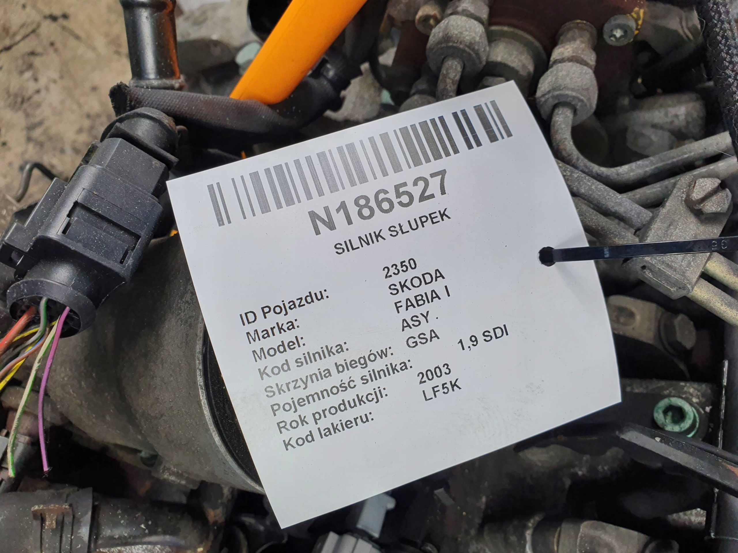 engine pillar ASY 1.9 SDI 63 KM SKODA FABIA and