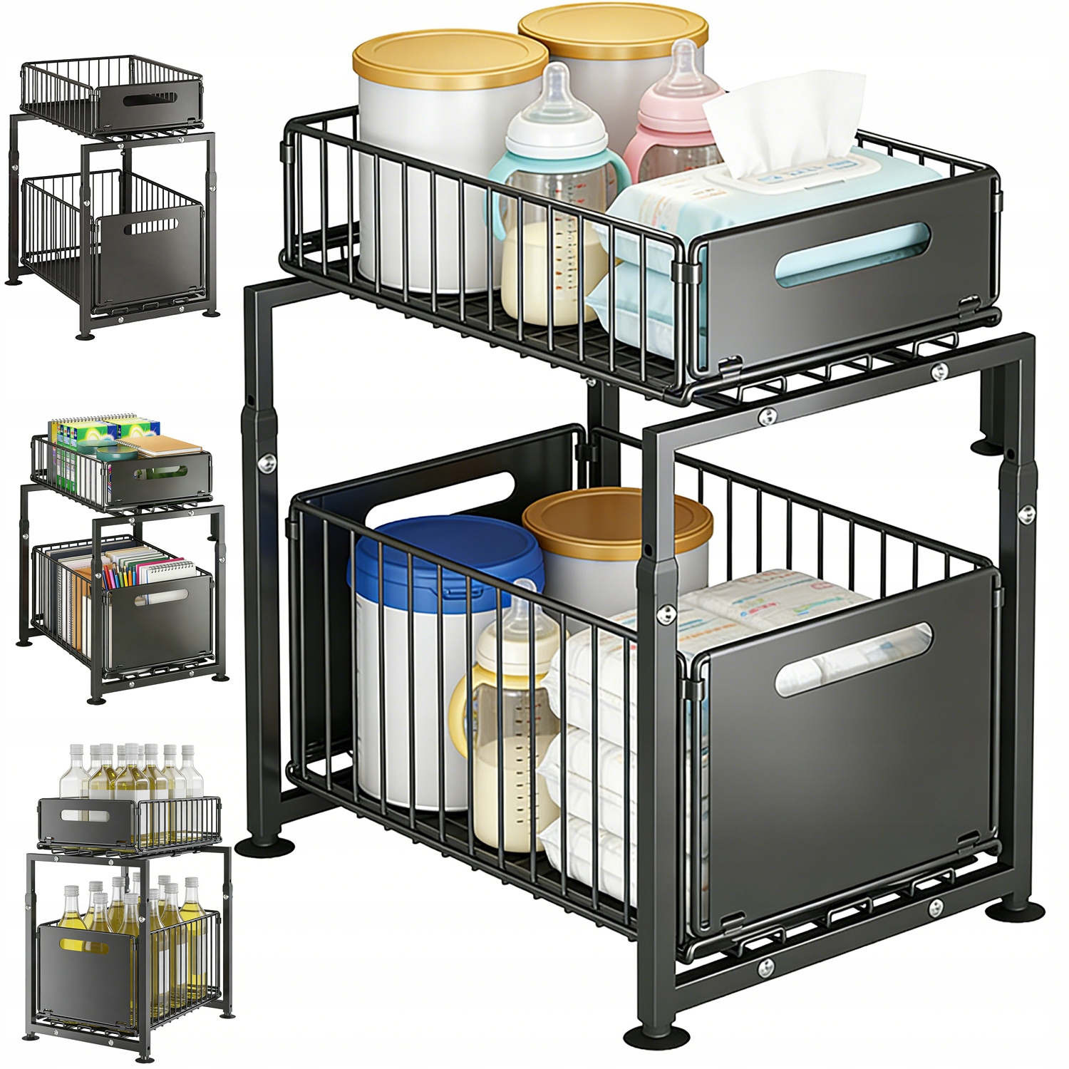 Regál Pod Dřez Organizér Koupelnové Skříňky Nastavitelná Výška Kov