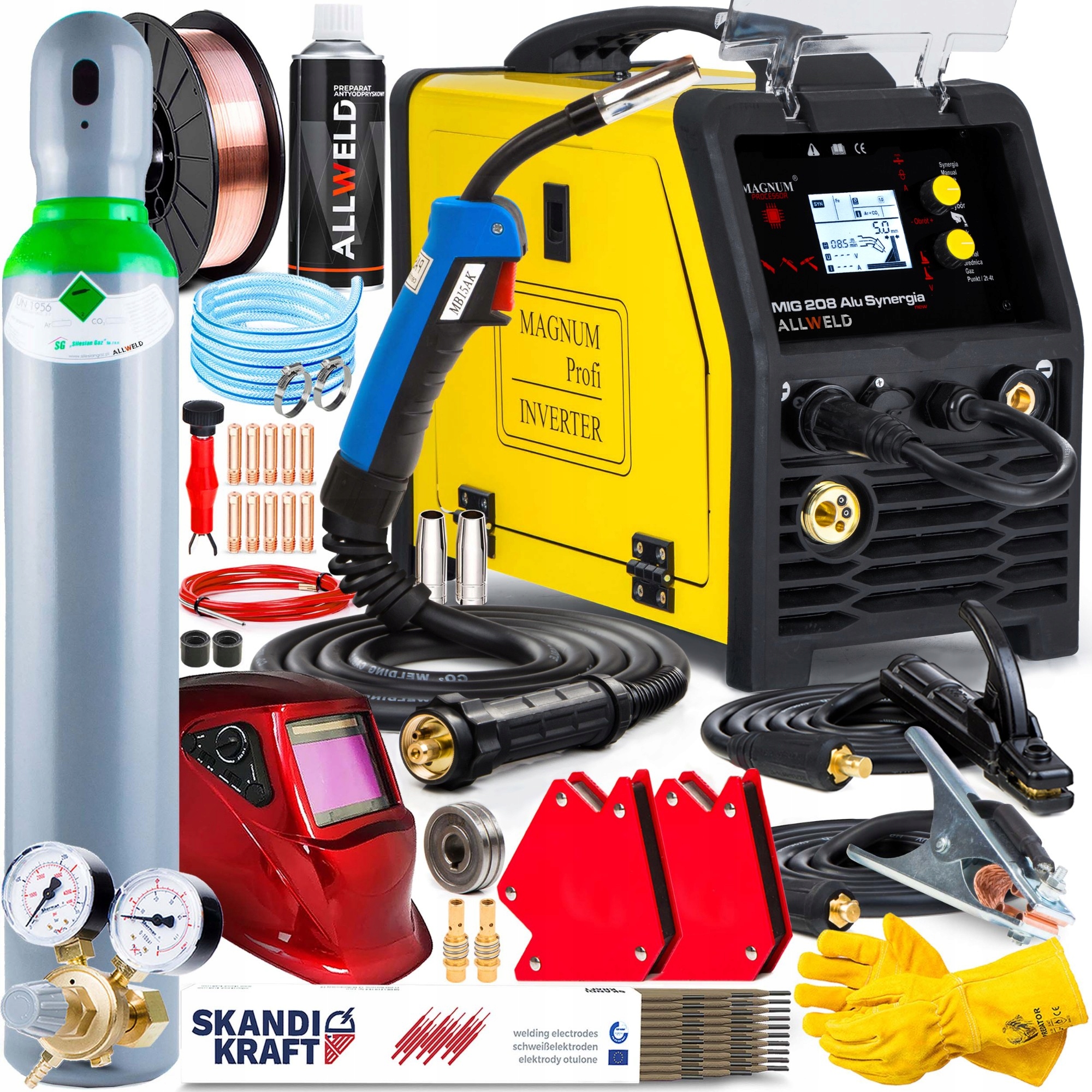 Invertorová Svářečka Magnum Mig 208 Alu Synergie Igbt Tvrdé Pájení 200A 3V1