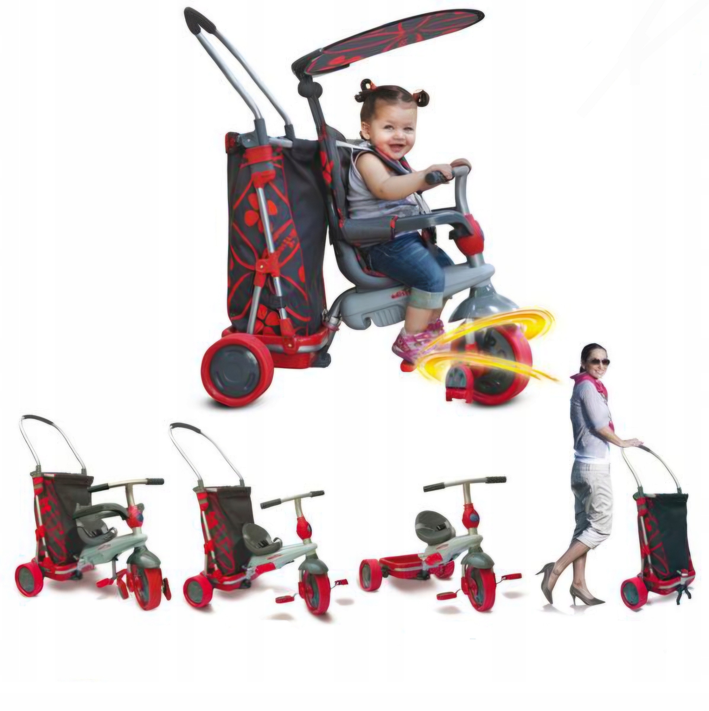 Smart Trike & Go Luksusowy Rowerek Trójkołowy Wieloetapowy 5w1 Czerwony