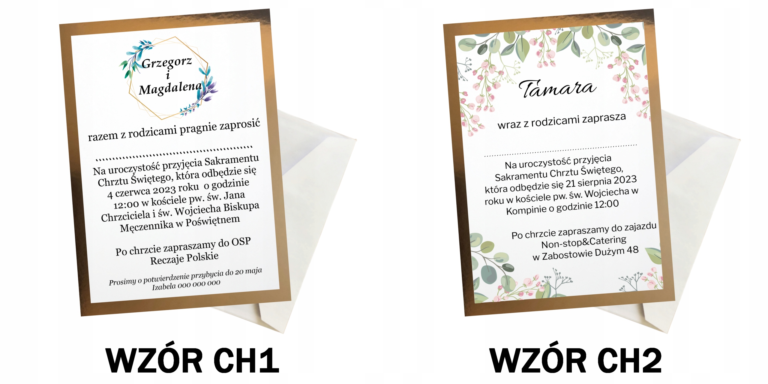 ZAPROSZENIE NA CHRZEST ŚWIĘTY ZŁOTE JEDNOKARTKOWE Szerokość produktu 10.5 cm