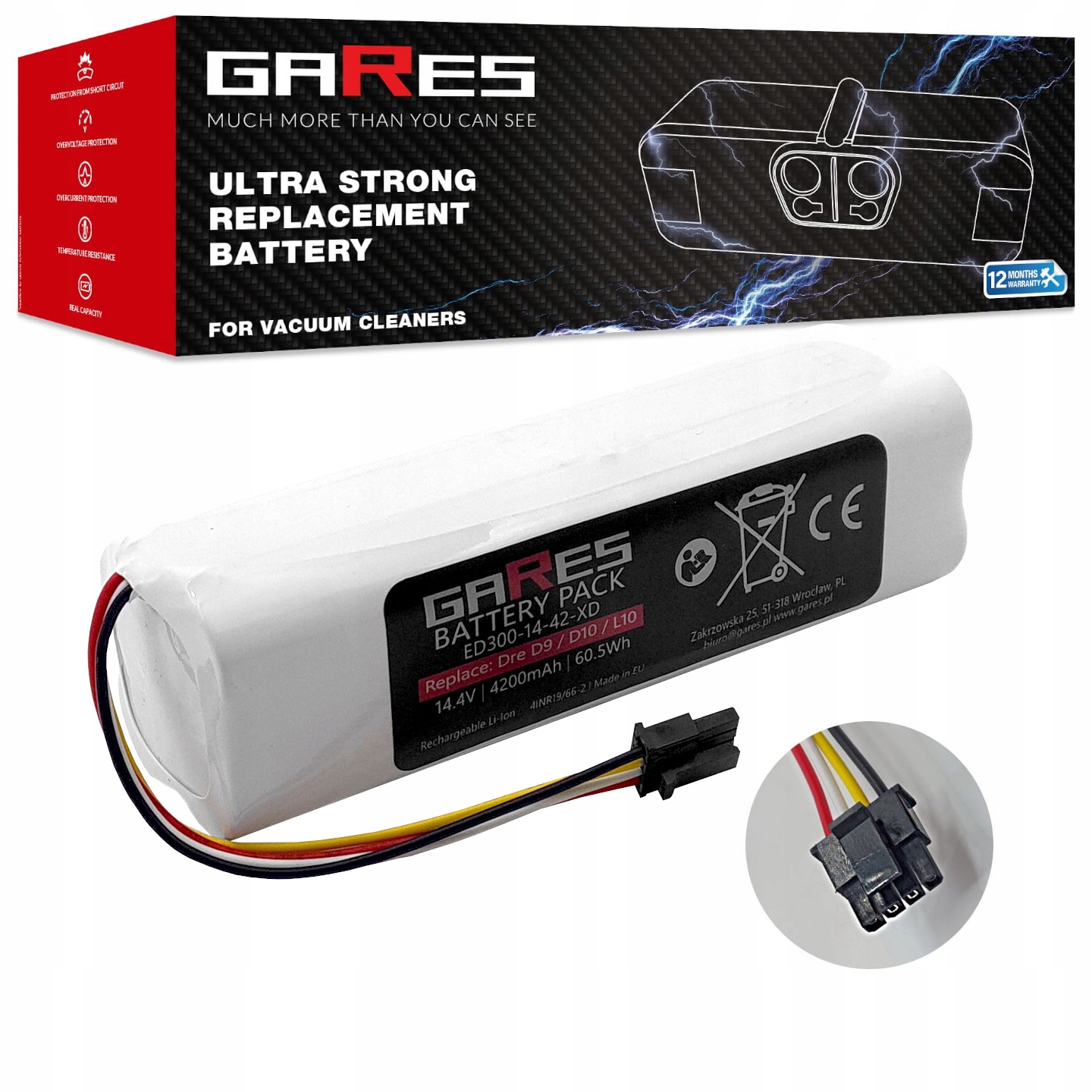 Akumulátor Gares pro Xiaomi Dreame D10s D9 Pro F9 L10 s 14,4V 4,2Ah