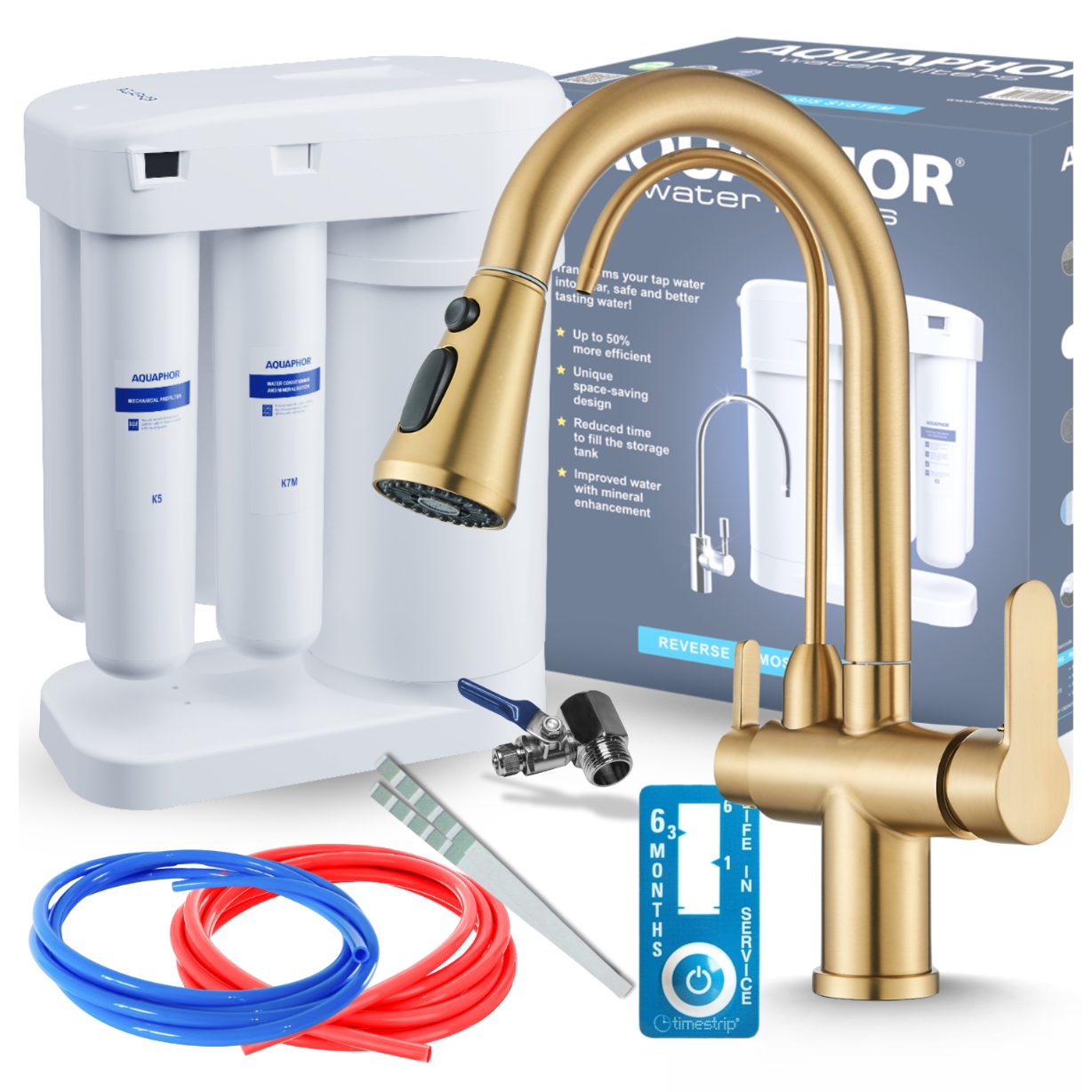 Zlatý Kuchynský Kohútik S Výsuvným Výtokom A Filtrom Vody Pod Umývadlo Aquaphor Morion