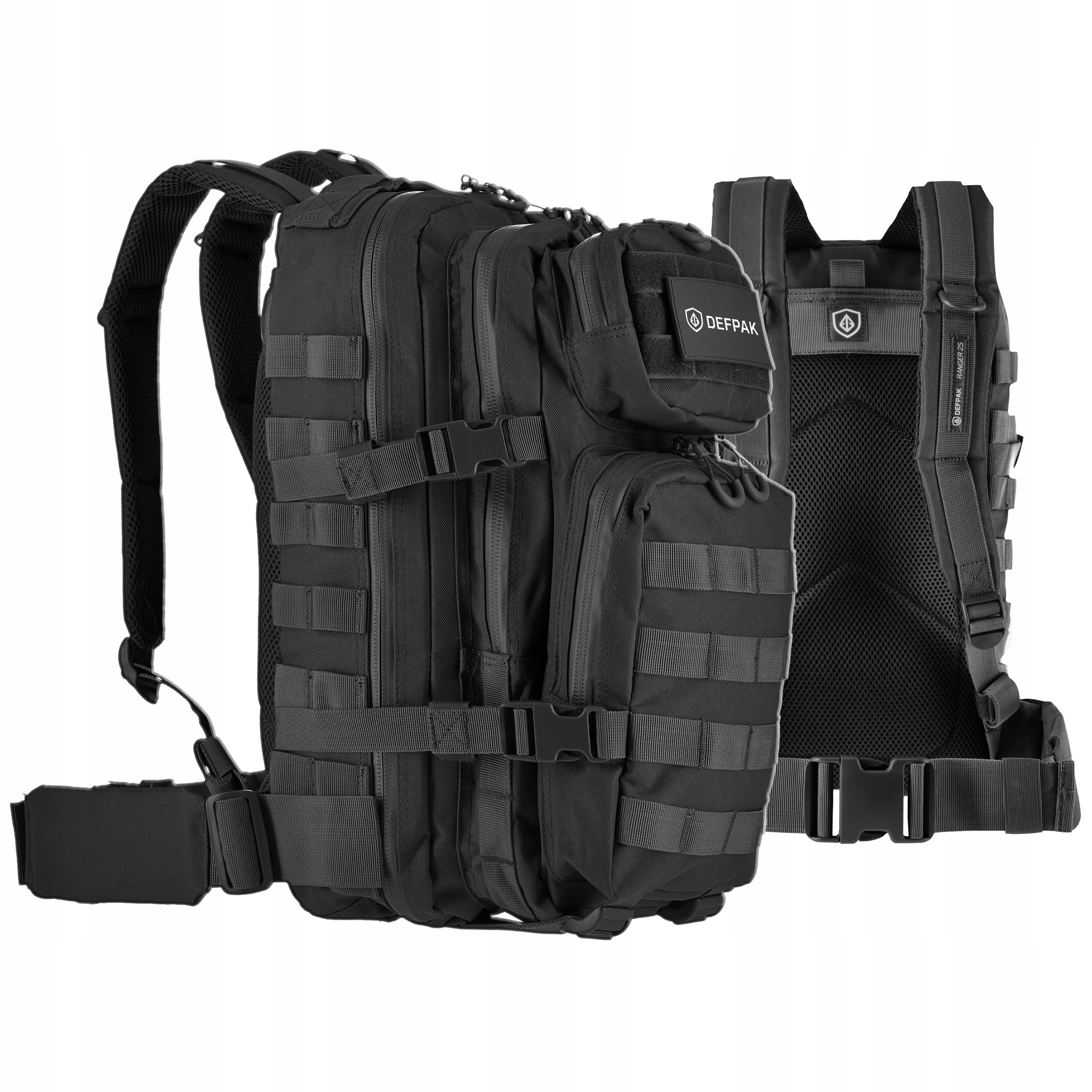 Plecak wojskowy militarny taktyczny Defpak Ranger Molle 600D czarny 25L
