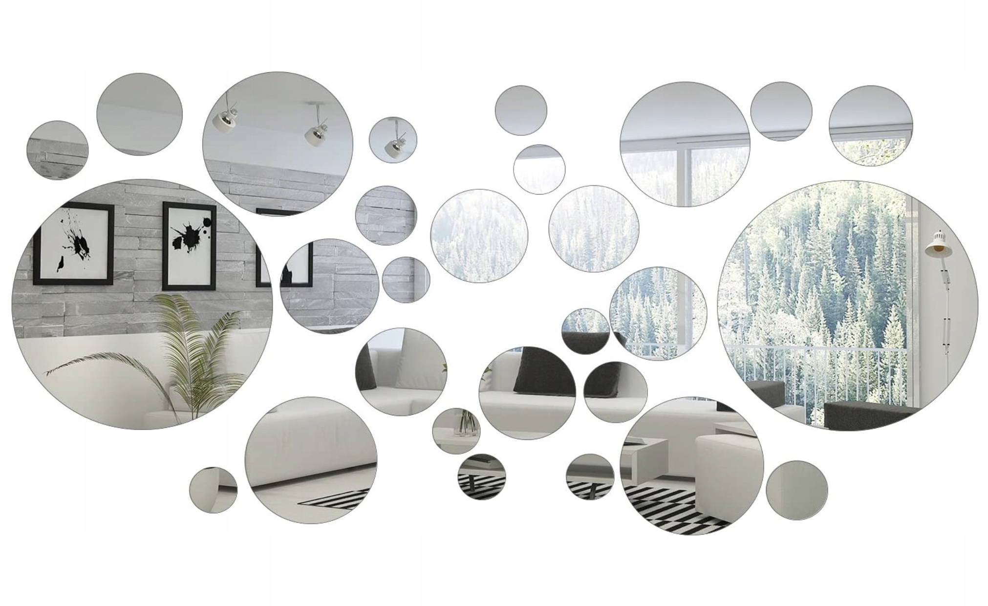 NAKLEJKI ŚCIENNE LUSTRA 3D ZESTAW 32 SZT