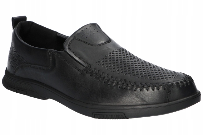 American Club CY140 Polobotky Z Kůže Vkládací Kožené Boty Pánské Černé 41