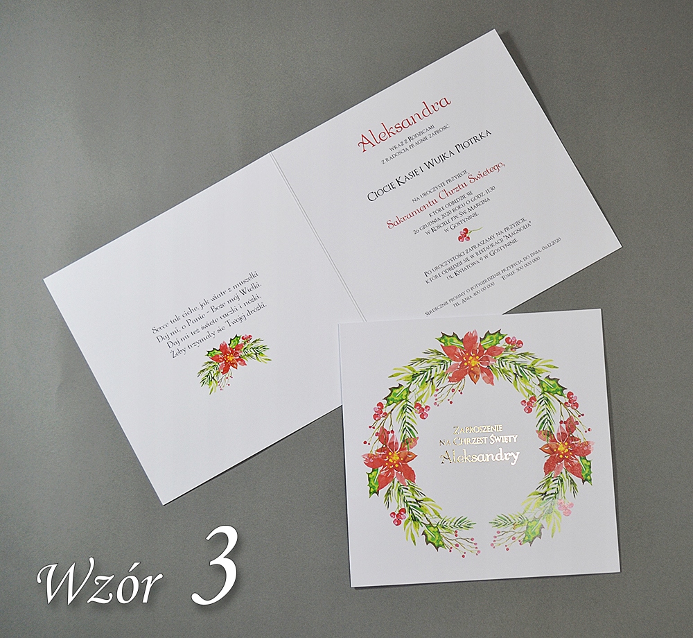 Zaproszenia Chrzest ŚW Personalizowane Złote CUDNE Szerokość produktu 14.2 cm