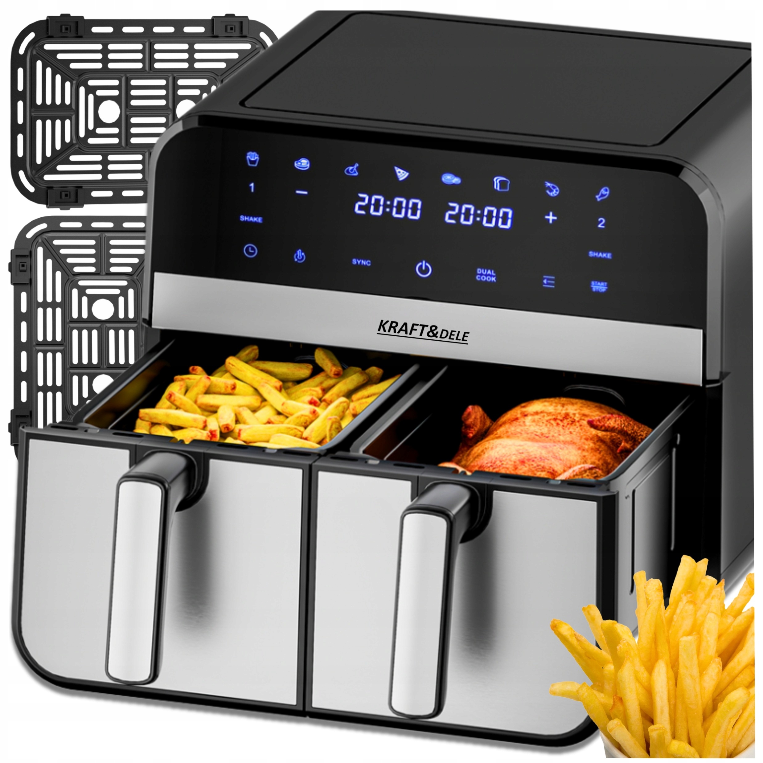 Frytkownica Beztłuszczowa Dwukomorowa Air Fryer 12 Programów 9L 2500W