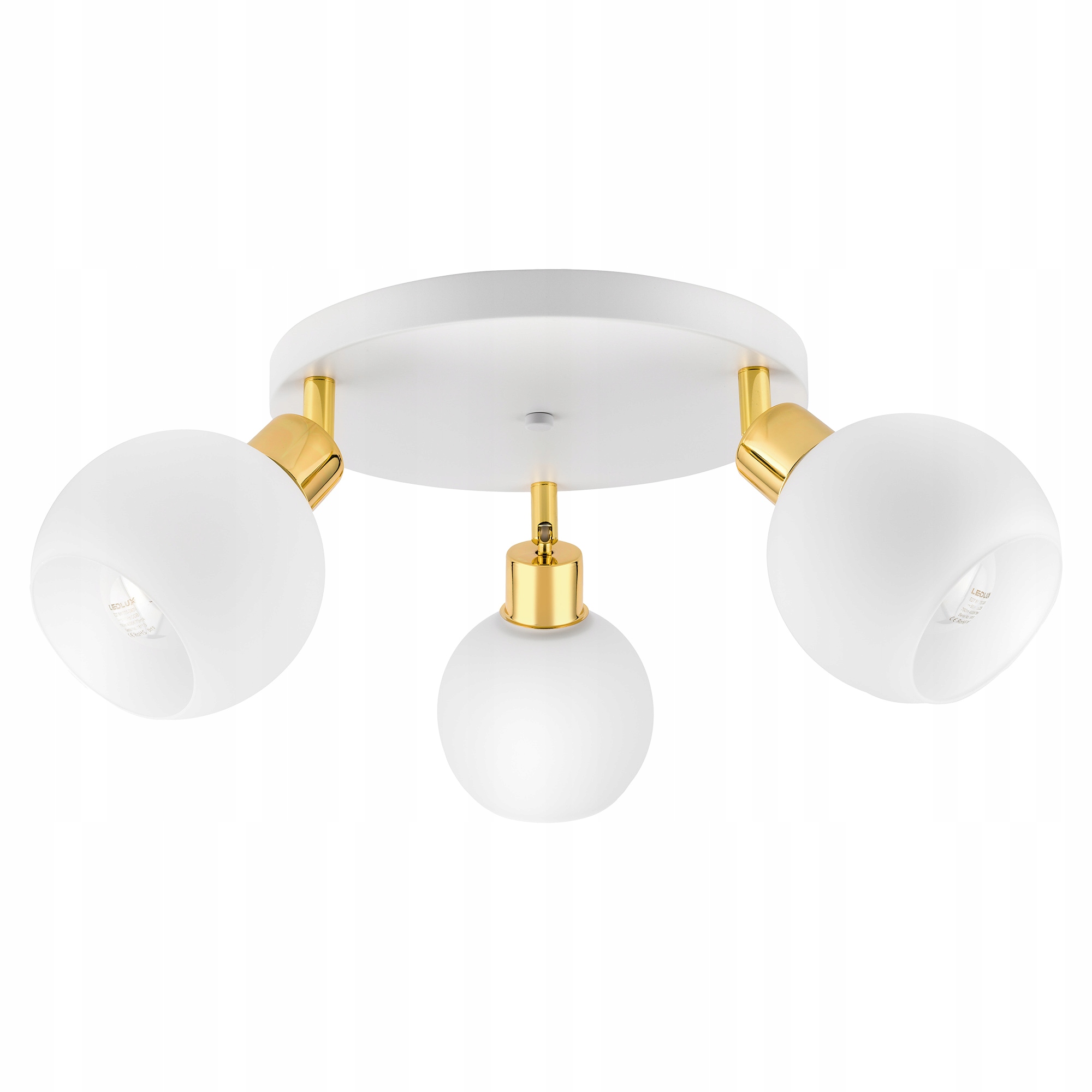 Lampa sufitowa biała złota szklany mleczny klosz nowoczesna