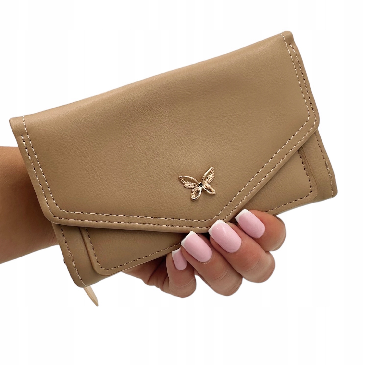 PORTFEL DAMSKI BEŻOWY PORTMONETKA NA PREZENT SKÓRA EKOLOGICZNA Marka inna