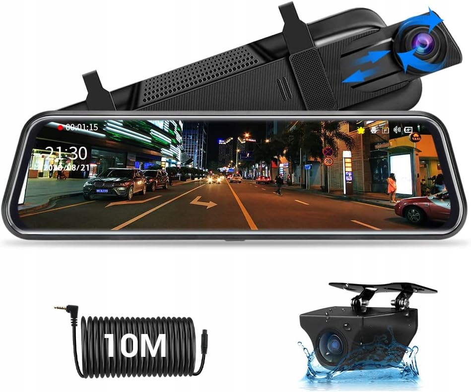 Zrkadlová autokamera s dotykovým displejom Jansite 1080p, snímač G