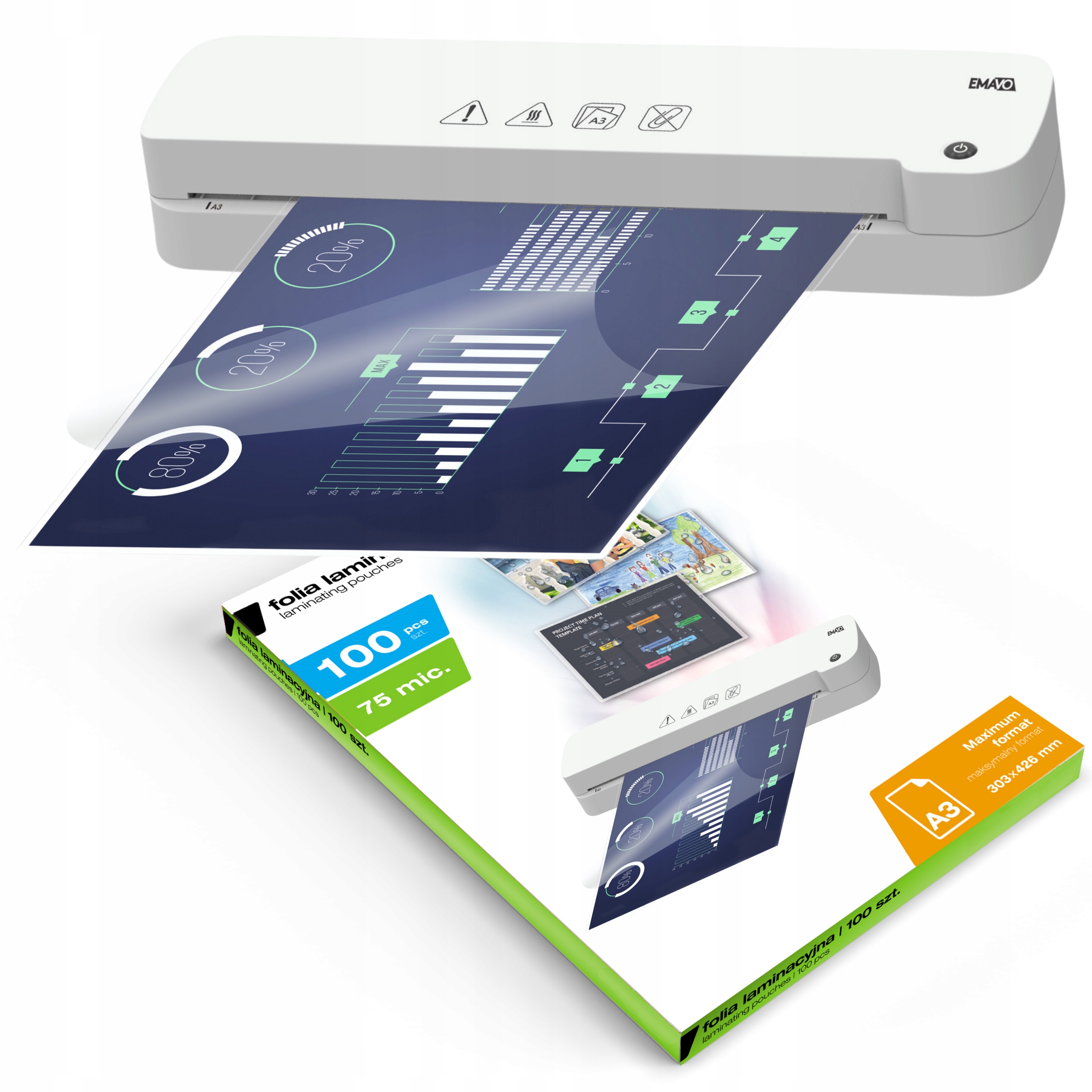 Laminator Emavo EMANIS47448 na gorąco