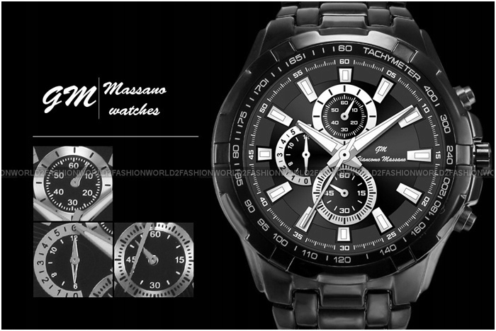 Zegarek męski GM analog data srebrny Materiał paska stal