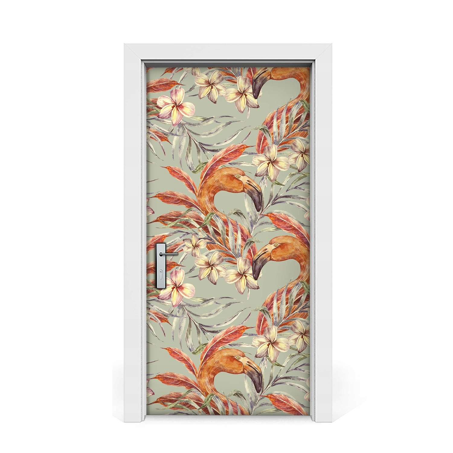 

Naklejki na drzwi Obraz Flamingi 95x205