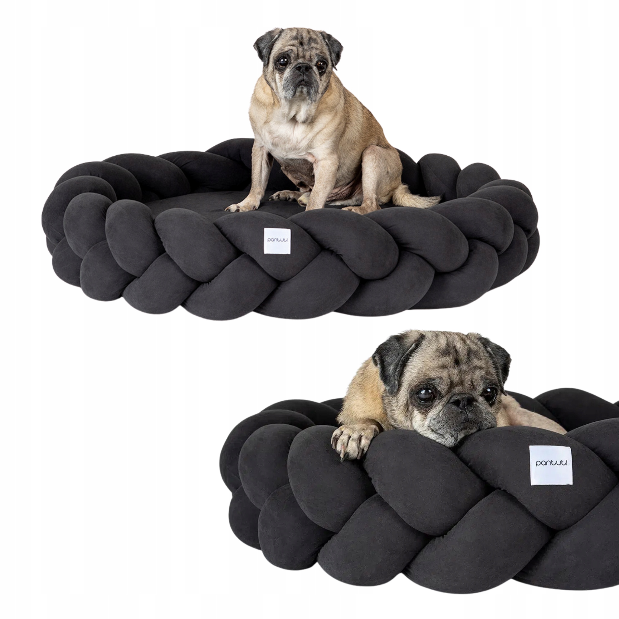 Levně Elegantní pletené pelíšek pro psa Roma, černá paměťová pěna #100 L